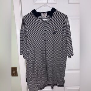 Bethpage Black Striped Black and White Shirt with Embroidered Logo